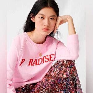 Maje Graphic embroidered baby pink Crewneck